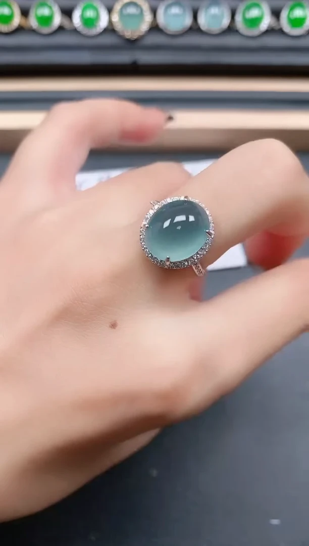 翡翠戒指银S925镶嵌111