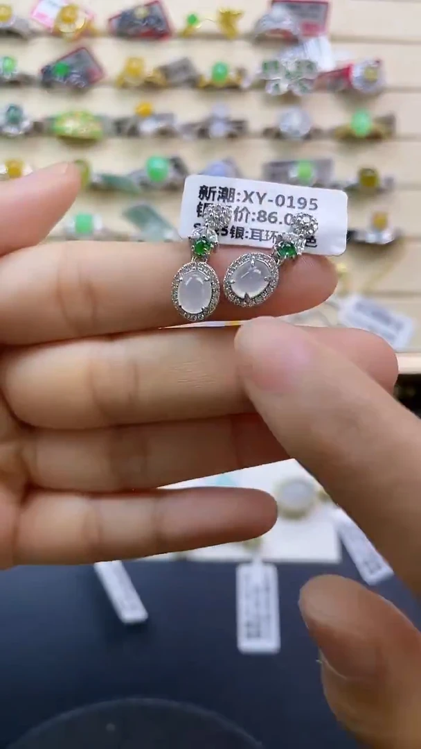 银S925镶嵌戒指翡翠翡翠 蛋面 银S925镶嵌