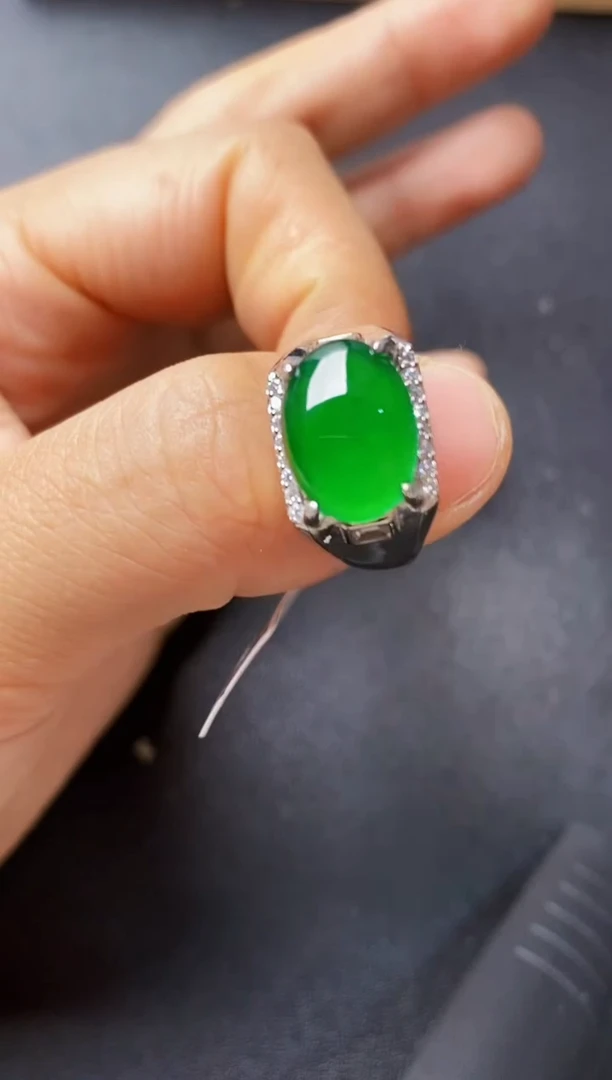 银S925镶嵌戒指翡翠22222222