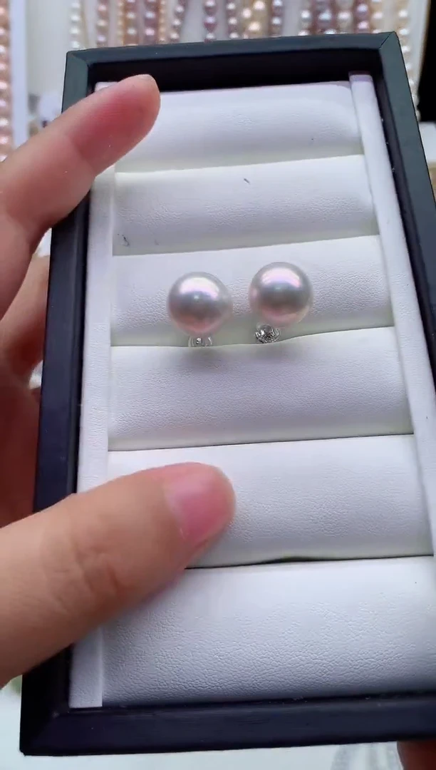银S925镶嵌淡水珍珠耳钉多样性发其一，非无暇