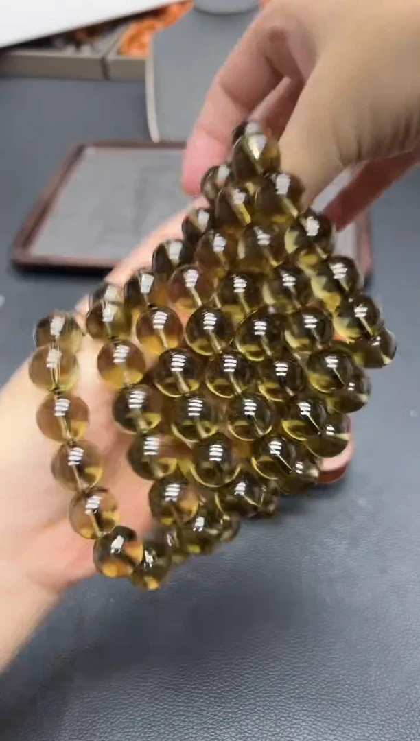 未镶嵌手串水晶茶黄晶16mm