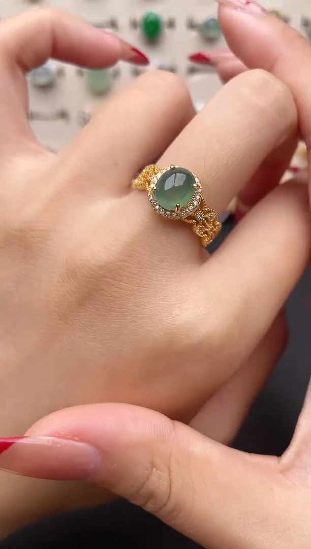 【闪购商品】翡翠戒指银S925镶嵌一物一证一礼盒