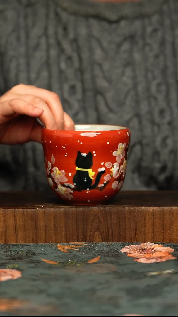 杯釉下彩手工手绘同款陶器