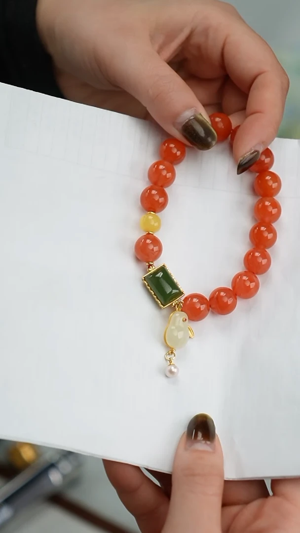 【闪购商品】南红玛瑙手串银S925镶嵌手串 10.5-11mm