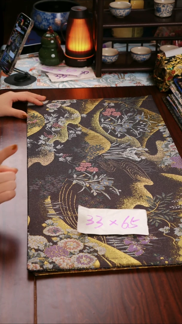 【西阵织金枝白鹭紫双面】中国风干泡织锦茶席33*65