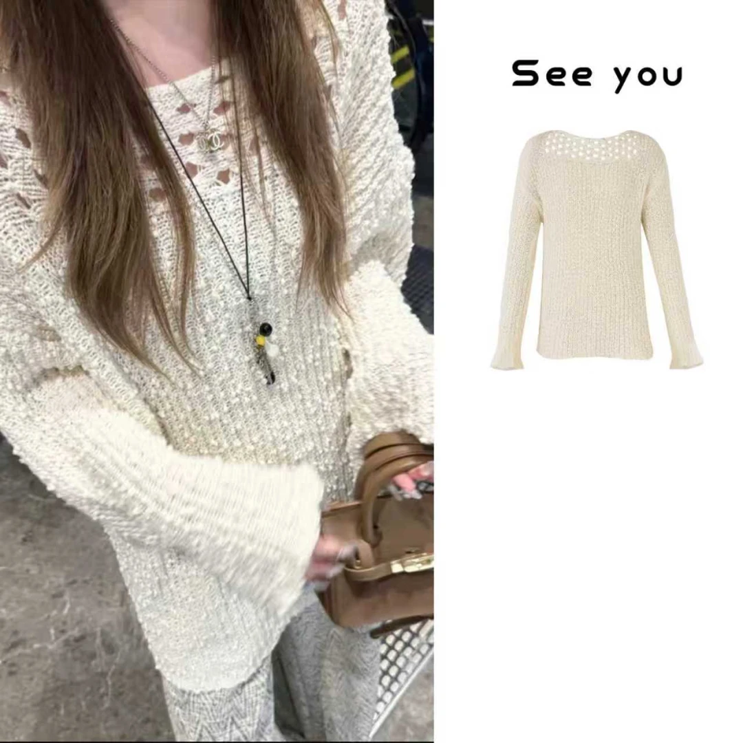 百搭气质宽松镂空针织衫L1280
