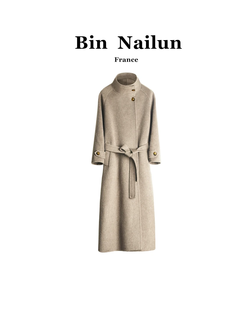 【LIULIU】BinNaiLun 宾奈伦初剪轻奢韩版立领长款绵羊毛大衣