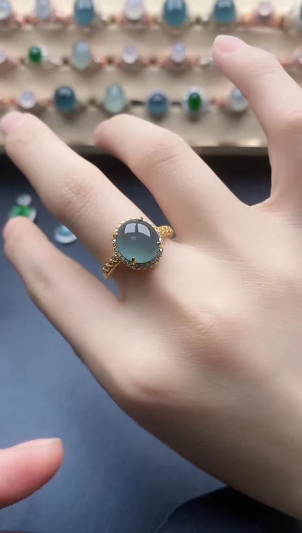 翡翠戒指银S925镶嵌一物一证一礼盒