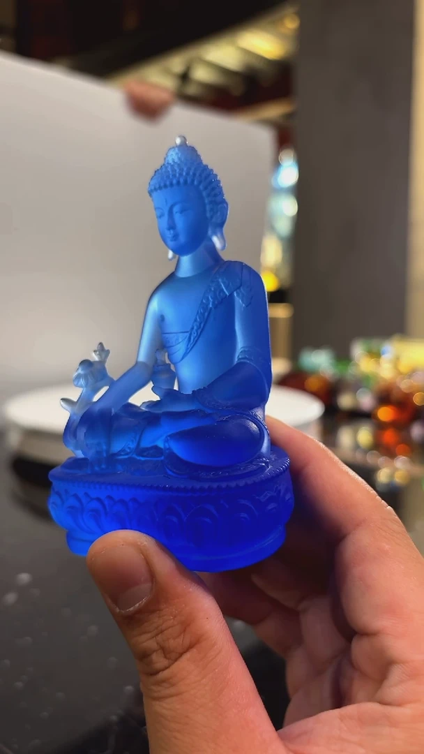 琉璃摆件0601194-1蓝色小药师佛