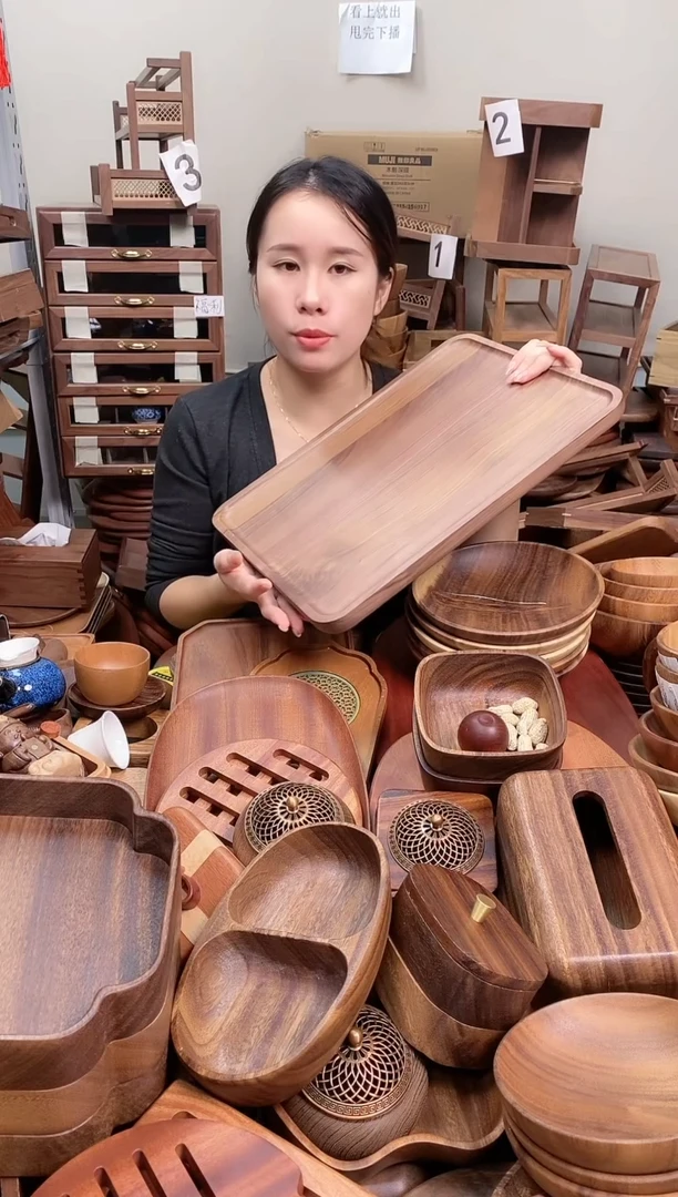 木 北美黑胡桃木带手抓槽托盘40*30*2cm  A