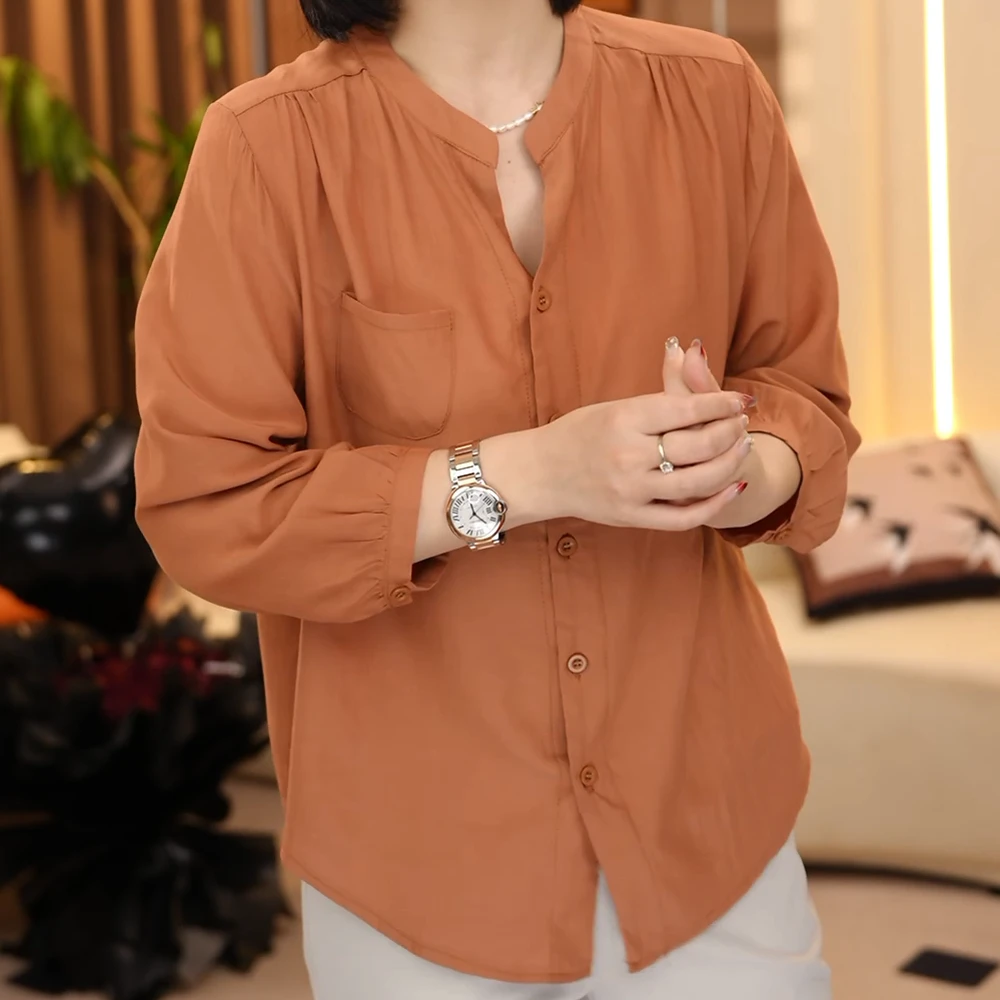 慵懒风简约气质长袖衬衫薄款宽松休闲百搭通勤显瘦防晒上衣女