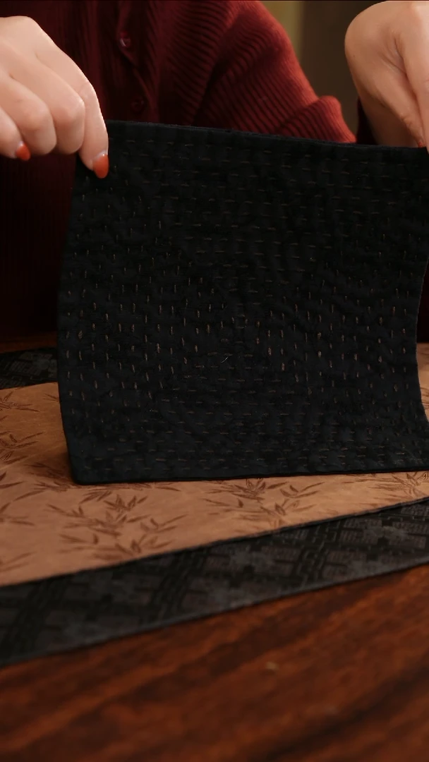 【闪购商品】织绣黑色密密缝茶席正方形小号