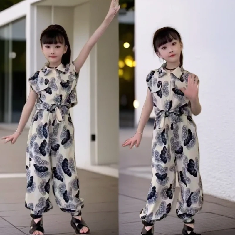 夏季中大童炎炎夏日清凉亲子套装碎花显瘦气质复古洋气时尚宽松