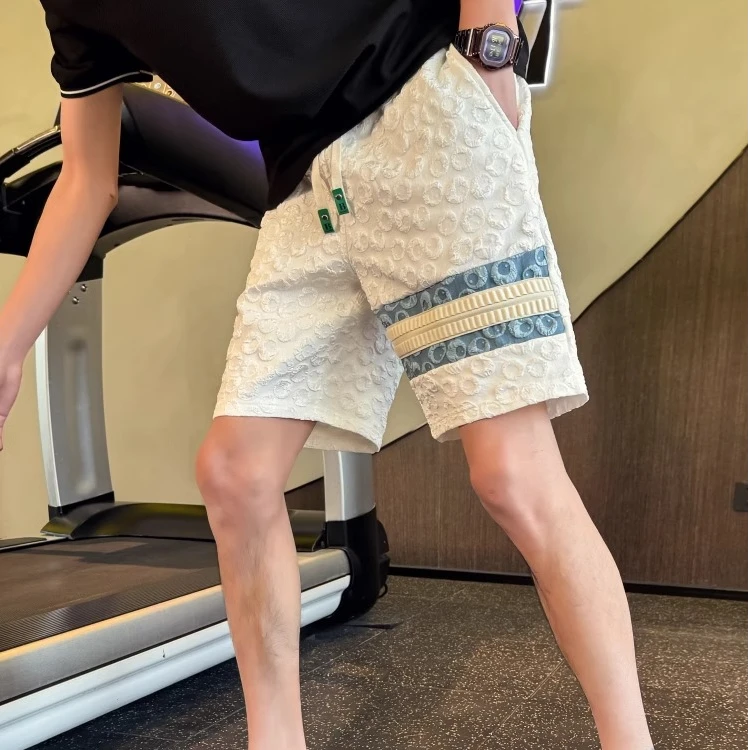 高级感短裤男休闲宽松男裤夏季薄款中裤子条纹五分男裤外穿大裤衩