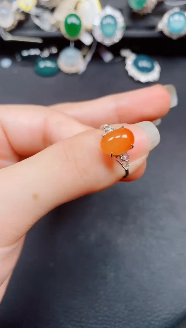 银S925镶嵌戒指翡翠翡翠