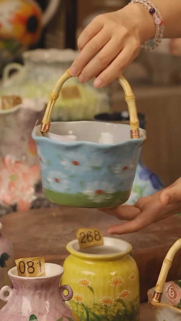 陶瓷625景德镇设计师手作花器摆件侘寂风
