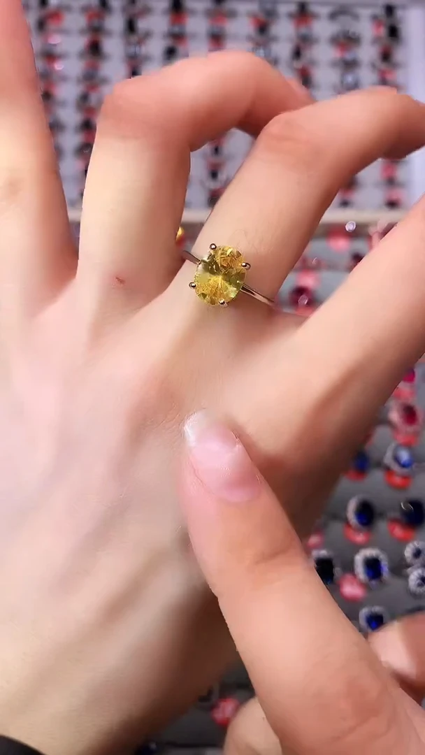【闪购商品】黄晶戒指银S925镶嵌11111