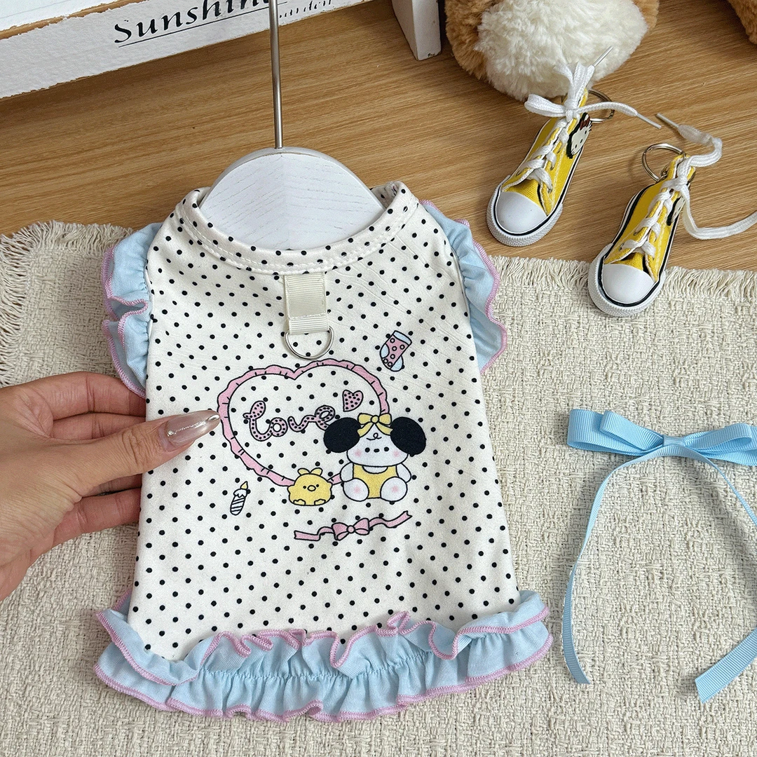 春秋款宠物衣服2025新款狗狗猫咪背心波点印花小型犬服装狗狗衣服