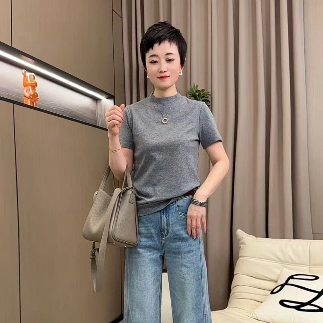 妮子严选早春款短袖修身打底衫纯色常规长袖圆领T恤显瘦时尚1171
