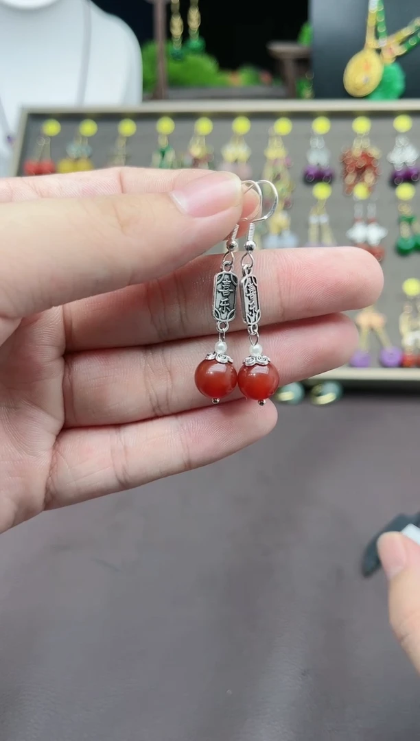 【闪购商品】南红玛瑙耳饰银S925镶嵌730000