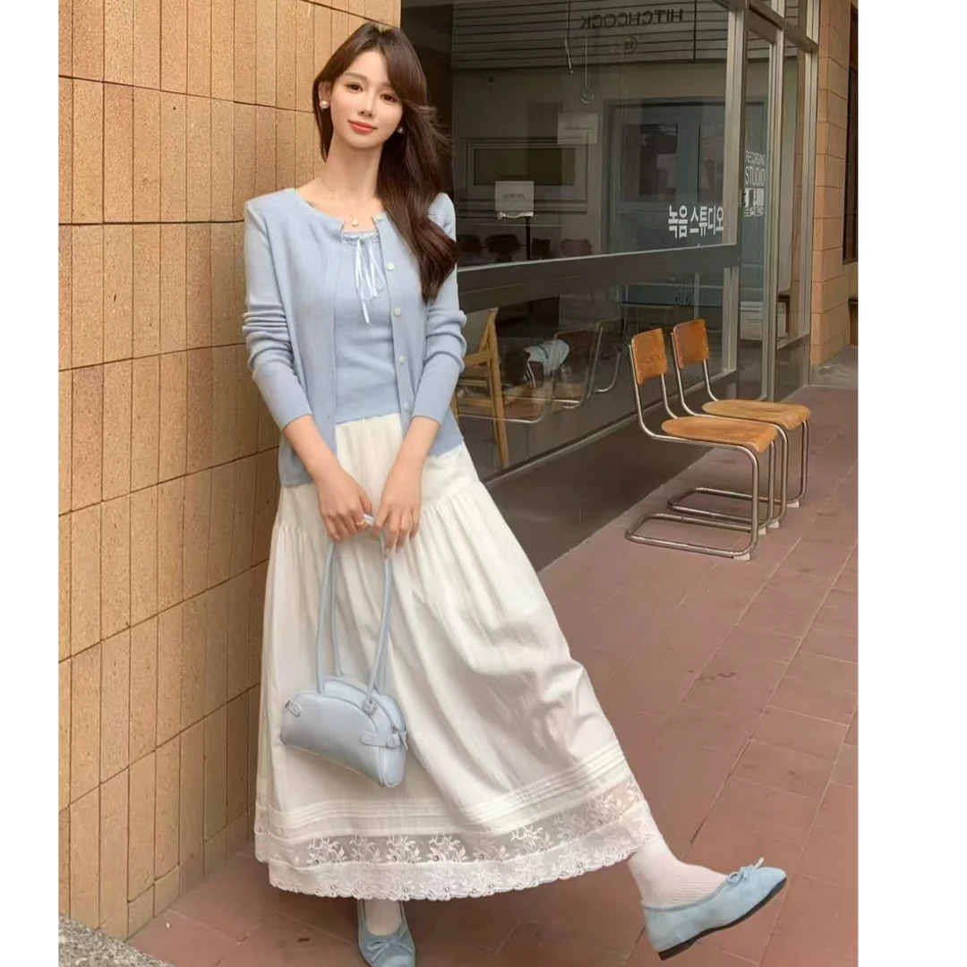 【钰姐精选】9029-气质淑女针织三件套显瘦时尚百搭圆领