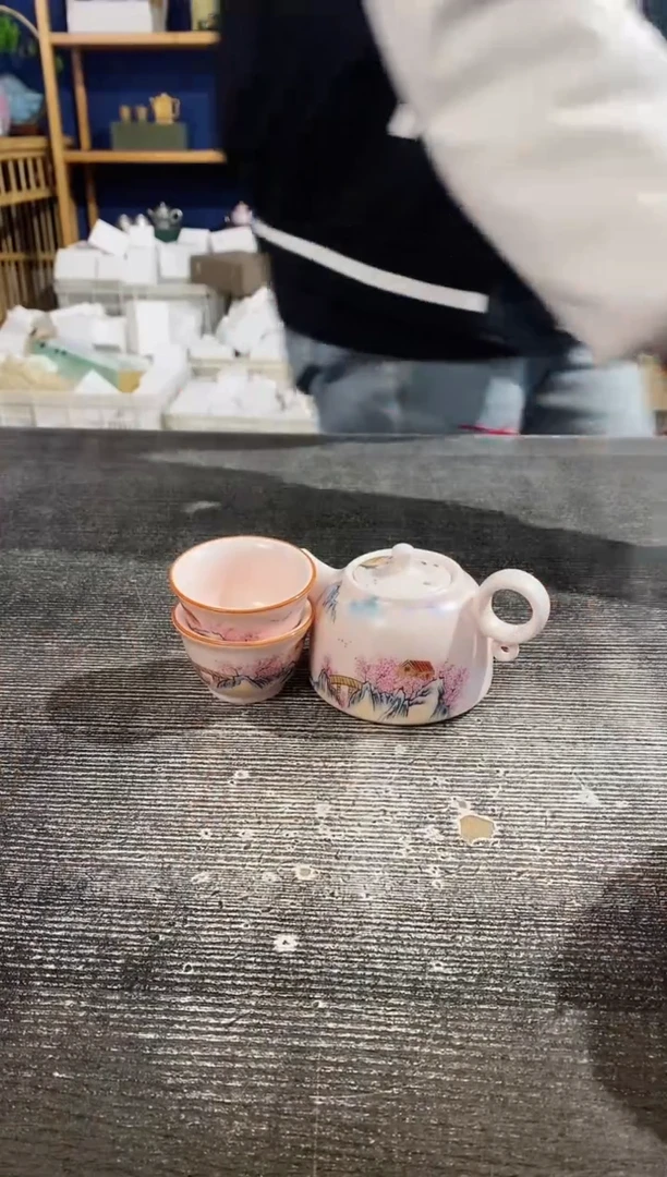 【闪购商品】其他粉汝雪景图壶+2杯