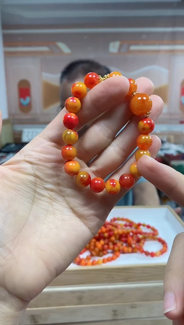 未镶嵌手串玛瑙/玉髓红花玛瑙设计款手串尺寸10mm