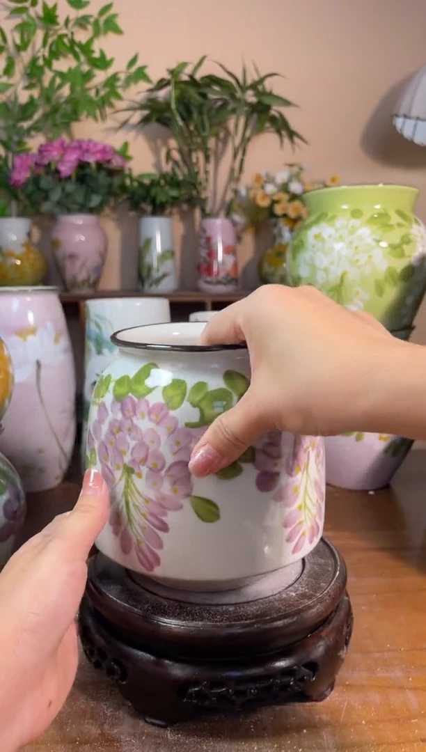 瓶景德镇手绘陶瓷花瓶—无孔：口*高