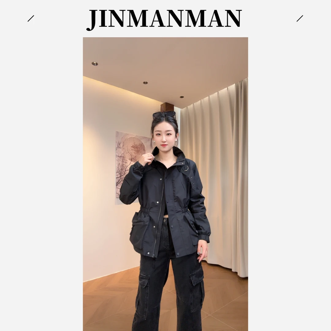 JINMANMAN-2025秋冬新款重工设计显瘦百搭加棉冲锋衣外套25M999