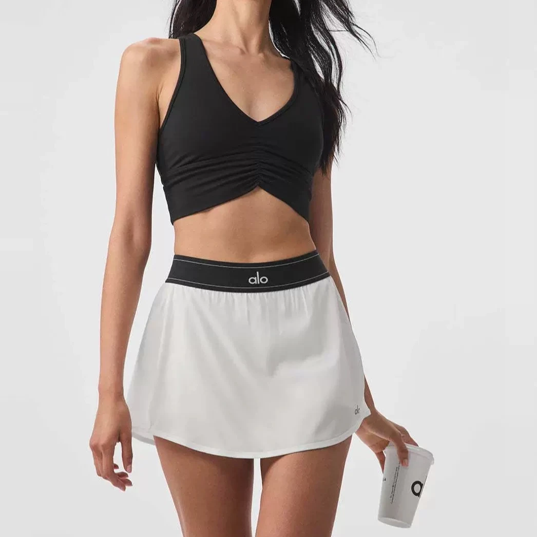 正版alo瑜伽裙女高腰提臀健身跑步百搭运动风半身裙网球短裙速干