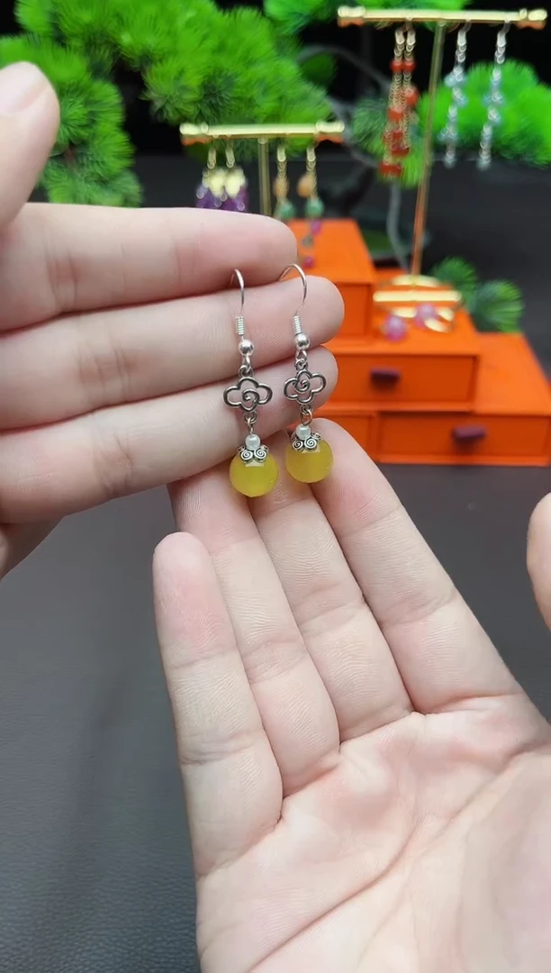 玛瑙/玉髓耳饰银S925镶嵌702