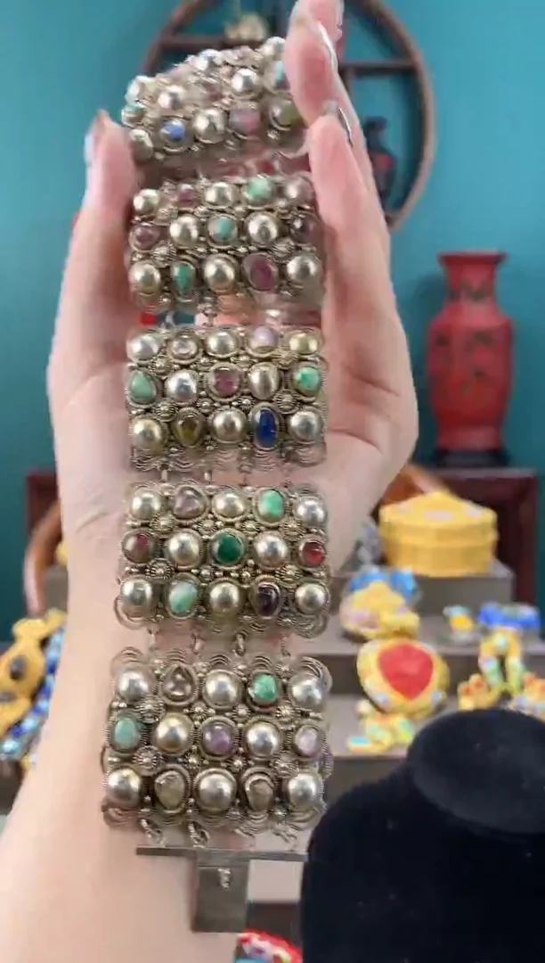 非遗手工花丝镶嵌镯子