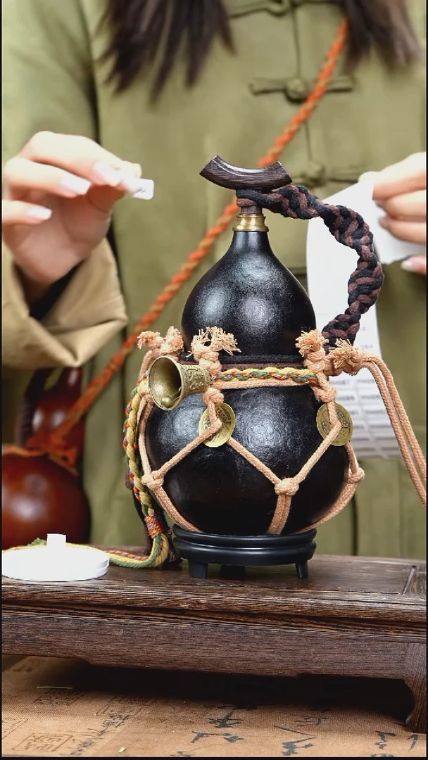 YH066复古网兜款天然酒葫芦（一物一拍）