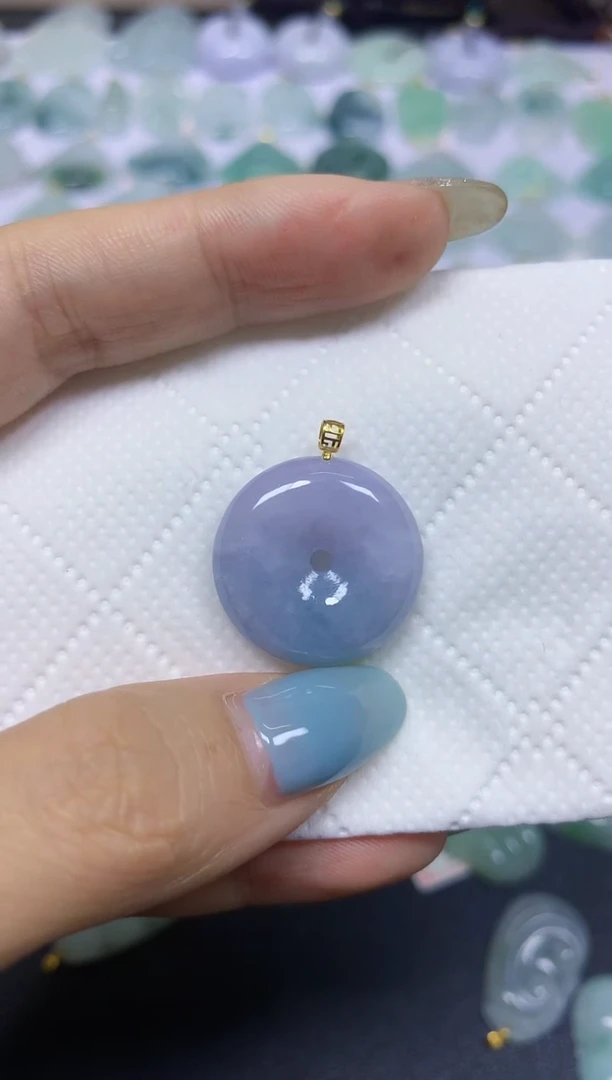 翡翠18K金镶嵌颈饰天然翡翠A货