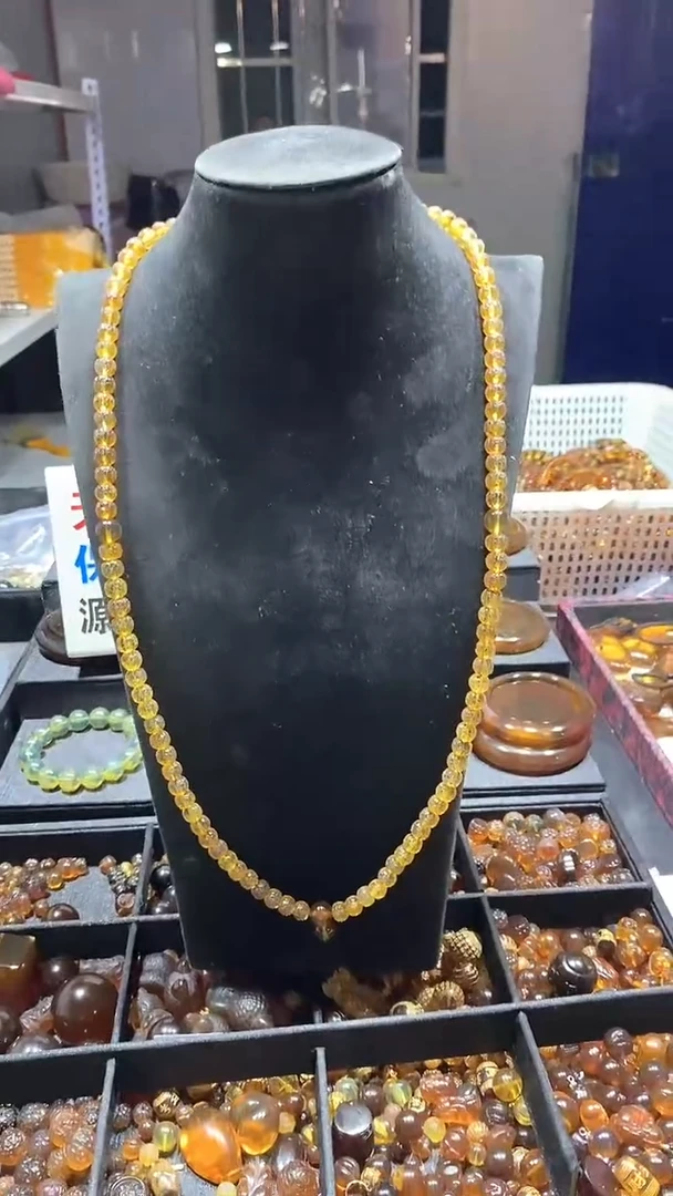 琥珀颈饰未镶嵌天然缅甸琥珀链子