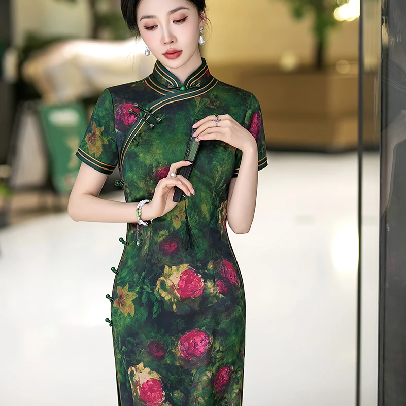 大码送考服旗袍女新款2025夏季高考服长款气质复古连衣裙日常改良