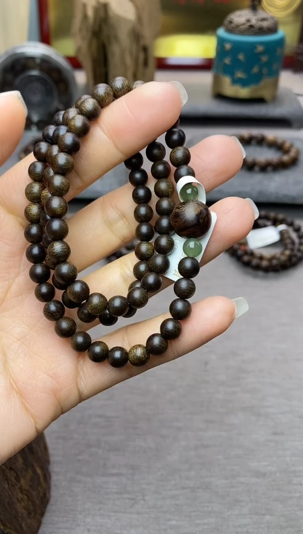 【闪购商品】沉香手串顺化紫棋06+留疤白棋1.2三圈沉水设计