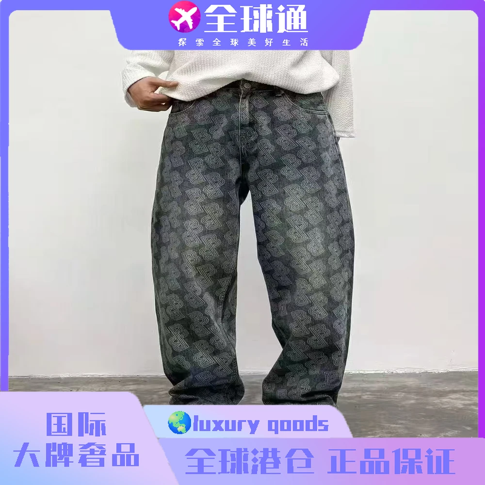 大牌奢品-226-新款时尚拼接直筒百搭男士牛仔长裤休闲裤