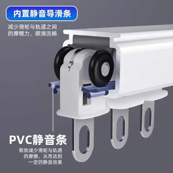 铝合金窗帘轨道静音加厚轨道单轨双轨顶装侧装窗帘导轨（送配件）