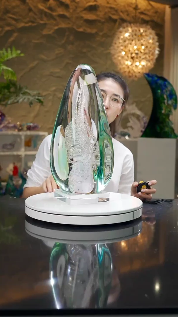 福利蓝绿色月虹摆件
