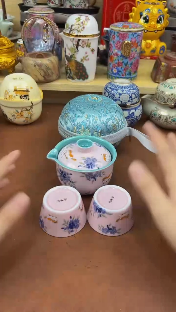 陶瓷茶具摆件旅行套组