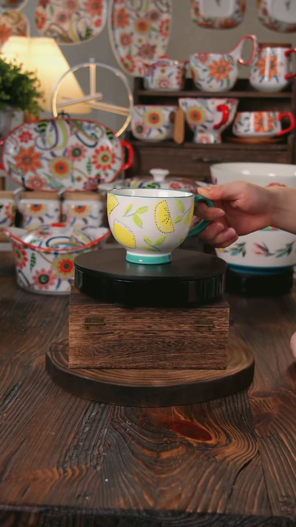 盘柠檬大肚杯马克杯凉水杯