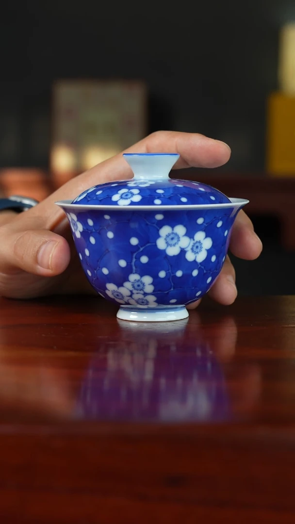 祖传窑真柴窑传承400年冰梅二才盖碗