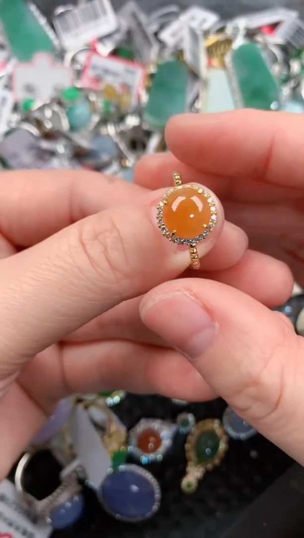 银S925镶嵌戒指翡翠777       9