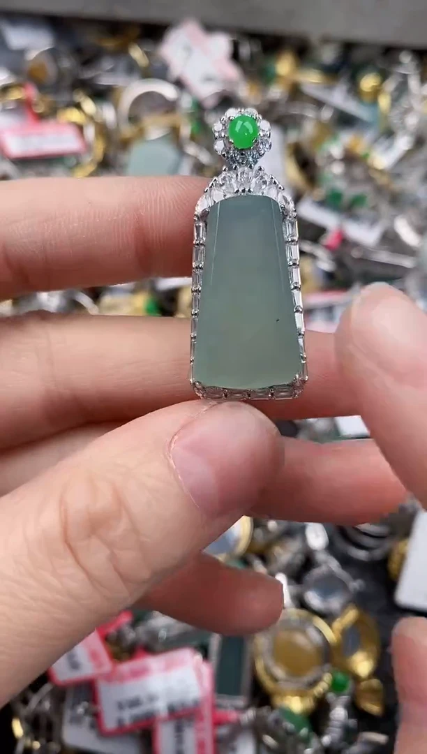 银S925镶嵌戒指翡翠444              9