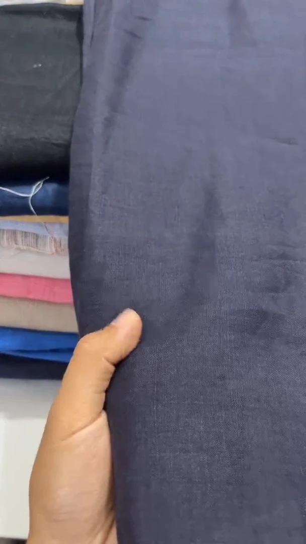 亚麻24支纯苎麻黑蓝色2米