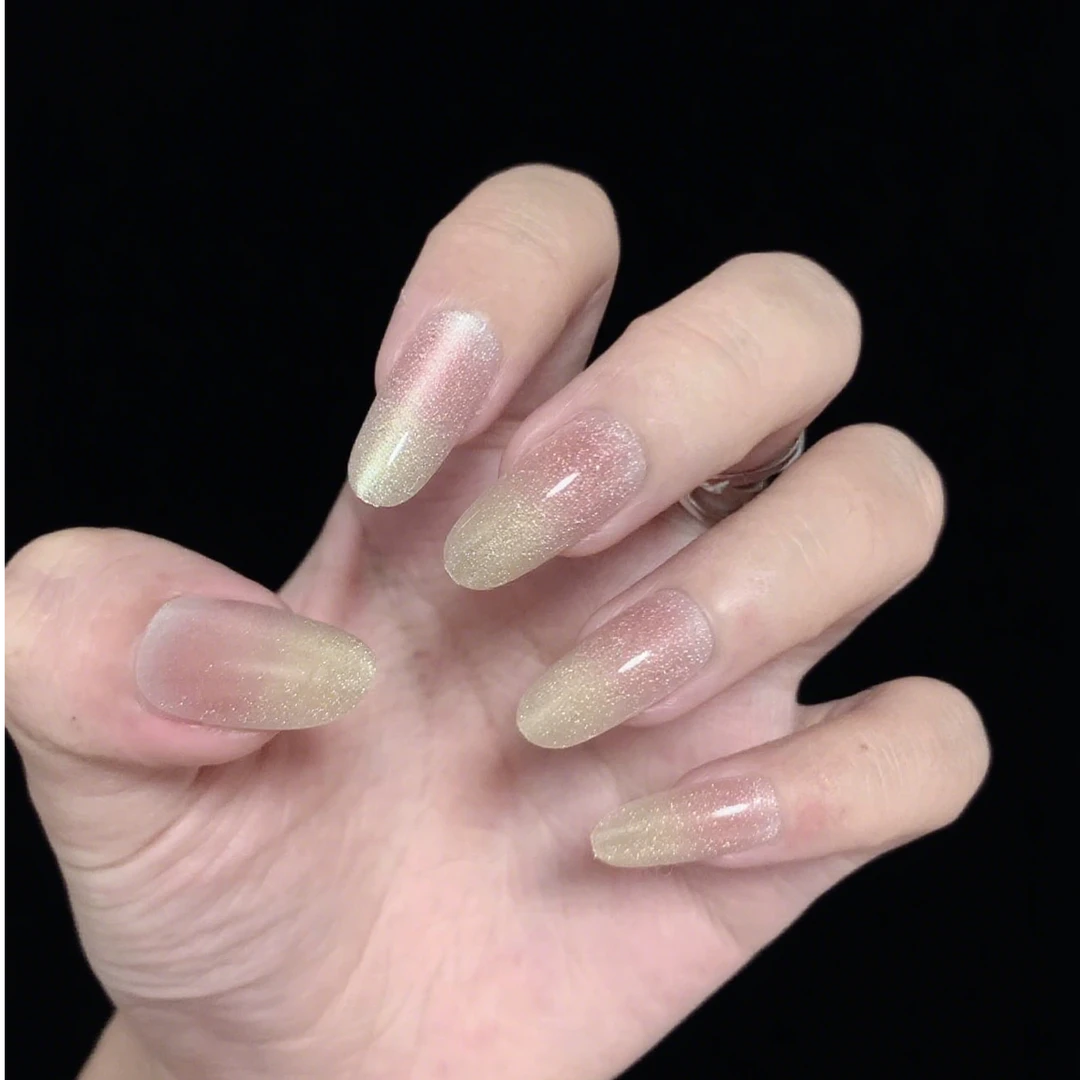 春夏显白简约气质多巴胺风格猫眼手工美甲甲片穿戴甲中长款