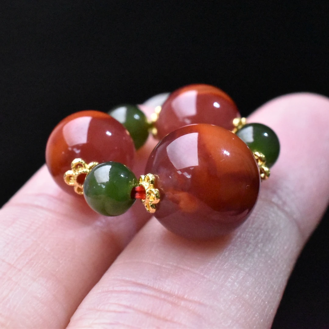 【一九珠宝】S925银南红火焰单珠套组-多样性发一件 YJ9960