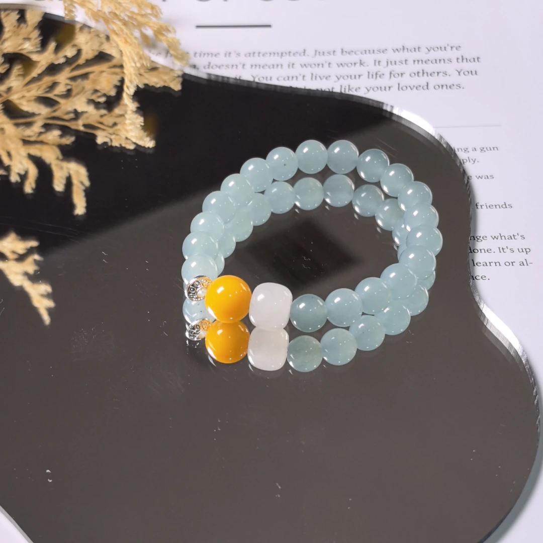 D406【蓝翠冰露】手链 精致气质 原创设计 多样性发颜色微差