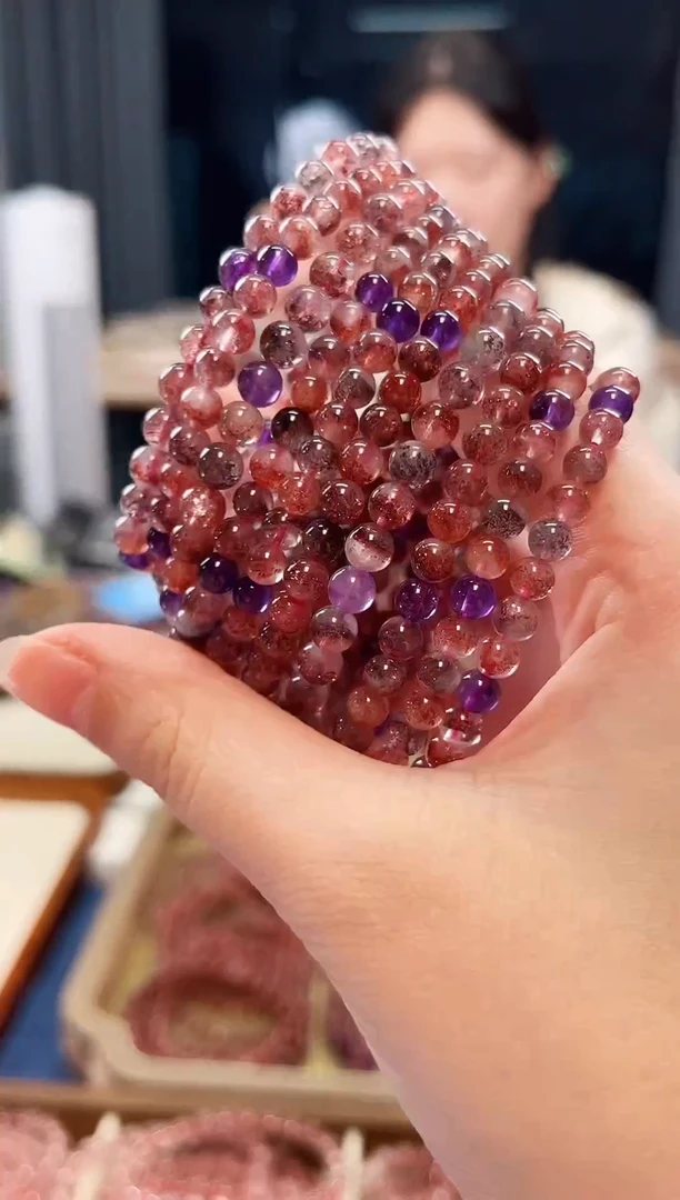 未镶嵌手串水晶桃花醉超七单圈手串5mm【多样性发一】